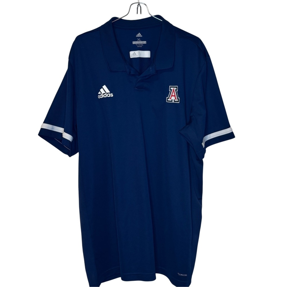 Adidas Mens Shirt Climacool Arizone Wildcats Team Short Sleeve Polo Navy Blue XL